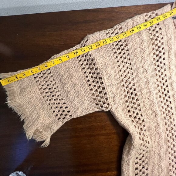 Oversized Slouchy Fringe Long Granola Crochet Sweater Chunky Brown Indie Boho - Picture 11 of 12